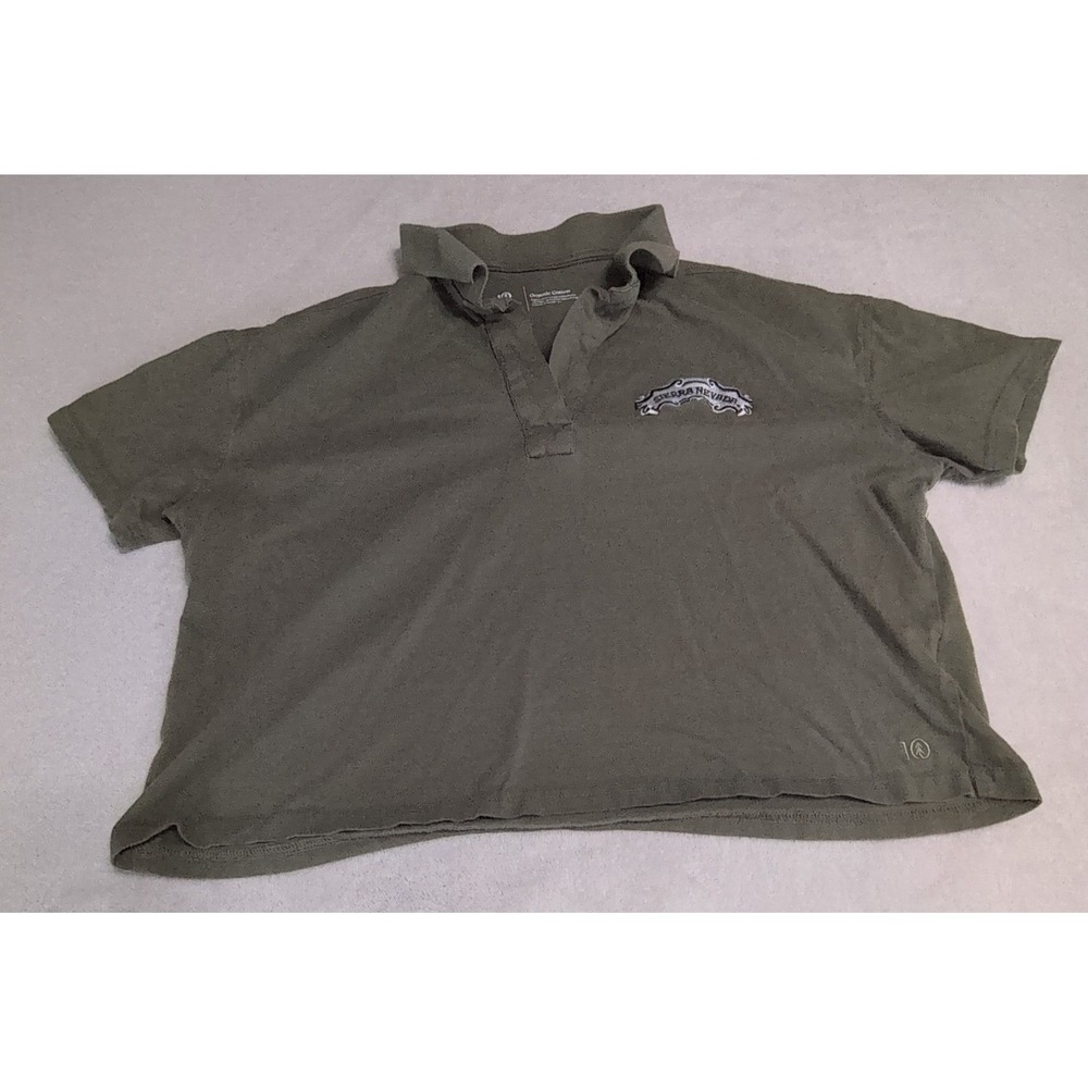 tentree Sierra‎ Nevada Polo Shirt Medium Olive Green Excellent Cropped Logo